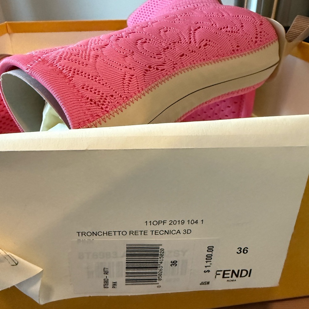 FENDI Pink Frame 85 Jacquard Ankle Boots